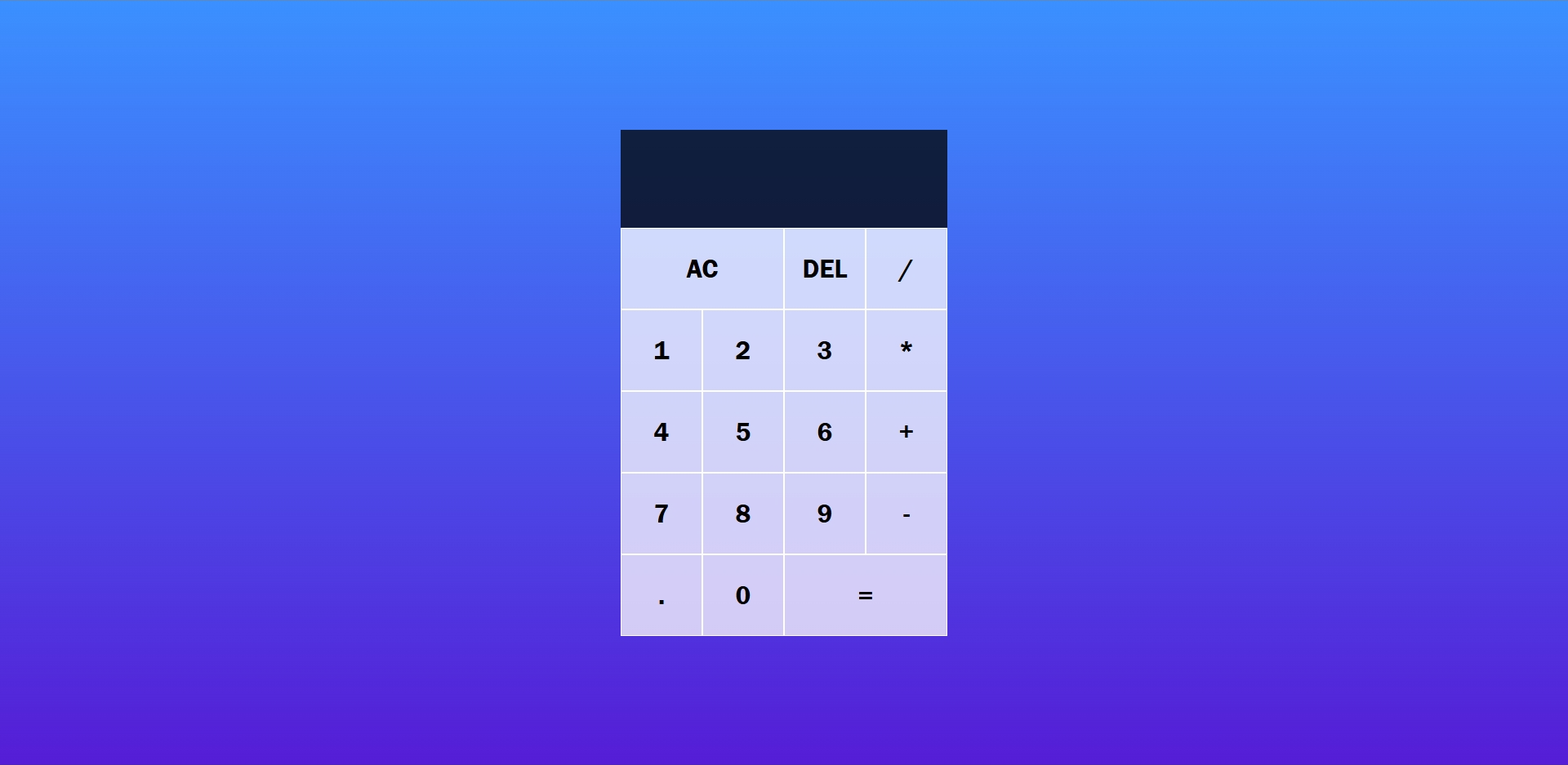 Screenshot of JS Calculator Project